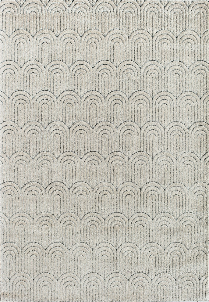 CosmoLiving Chanai Sandstone Geometric Contemporary Area Rug, 2'x8'