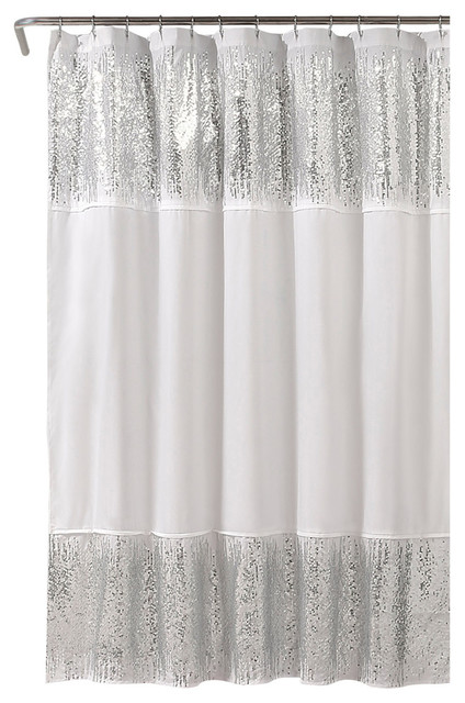 Shimmer Sequins Shower Curtain Silver 70x72 Contemporary