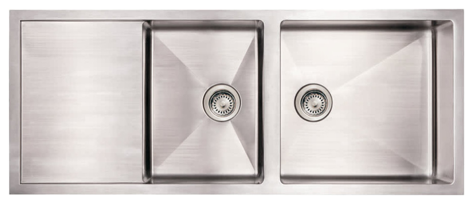 Whitehaus WHNCMD5221 Commercial Double Bowl Undermount Sink - Brushed Stainless