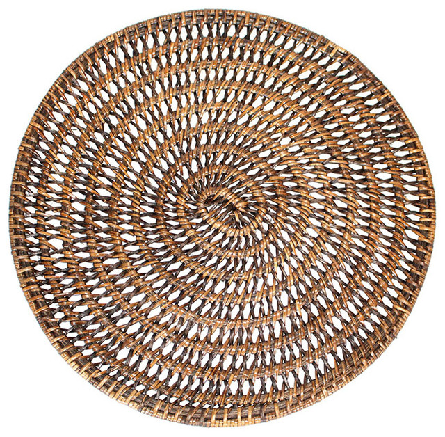 Round Rattan Placemats 14 Set Of 4 Tropical Placemats By