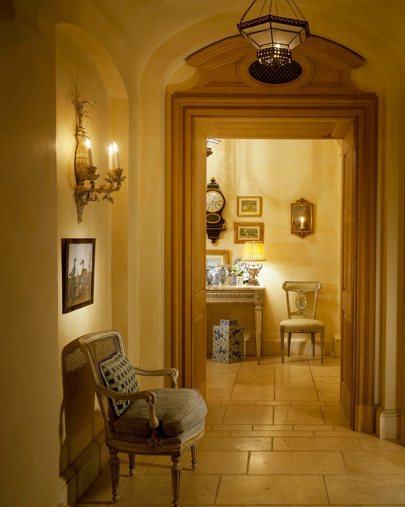 This is an example of a mediterranean hallway in Dallas with beige walls.