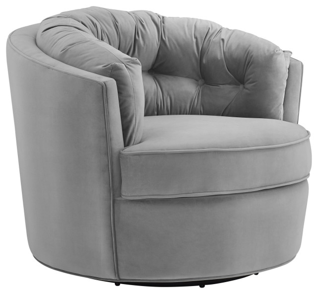 grey velvet spinning chair