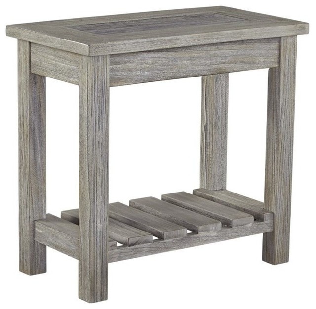 Ashley Veldar End Table, Whitewash Farmhouse Side Tables And End
