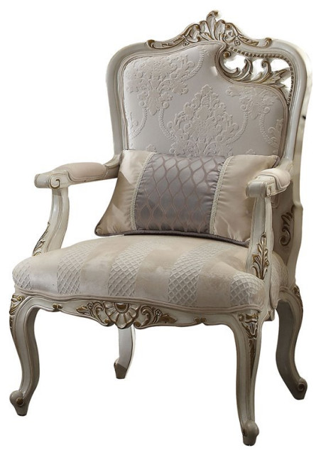 ACME Picardy Accent Chair with Pillow in Antique Pearl