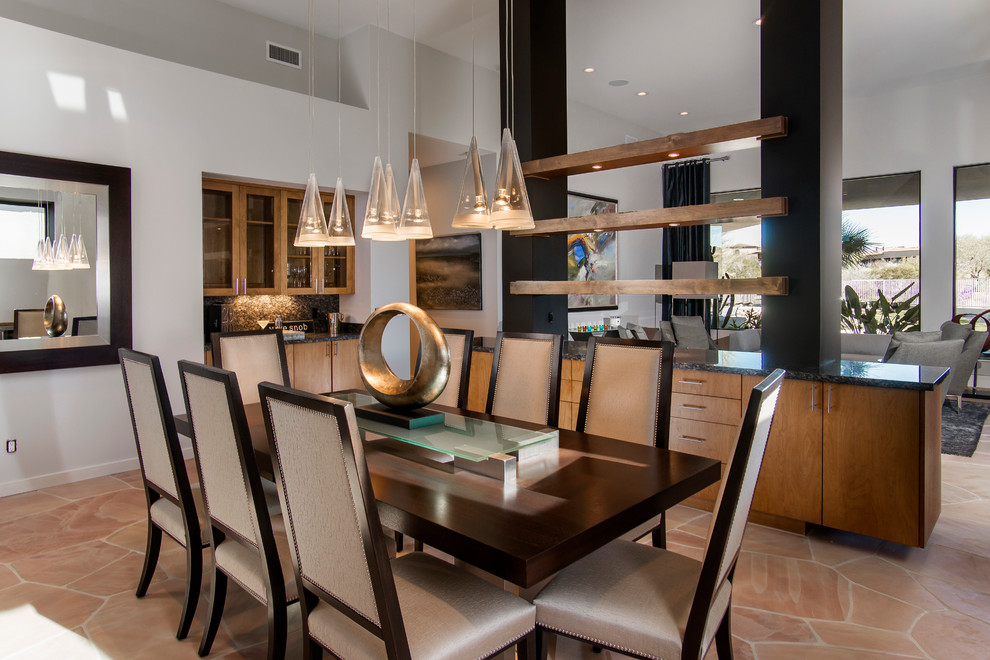 Design ideas for a contemporary open plan dining in Phoenix.