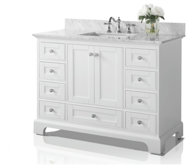 Audrey 48" Bath Vanity Set, White Transitional Bathroom Vanities
