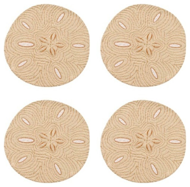 Ocean Beach Coastal Sand Dollar Cloth Dining Placemats Set of 4 Beach Style Placemats by