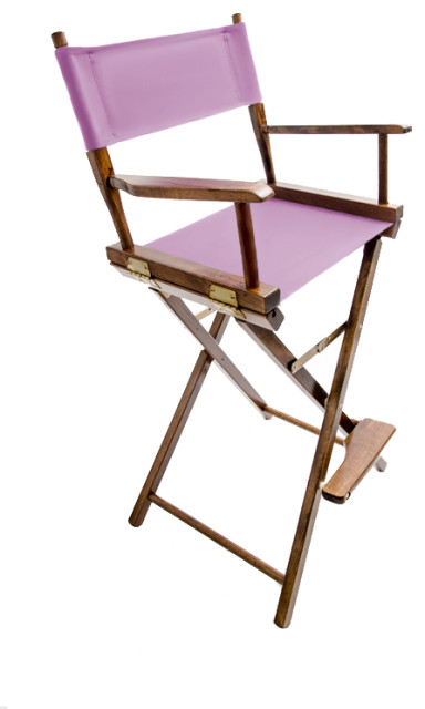 Gold Medal 30" Walnut Commercial Director's Chair, Piggy Pink