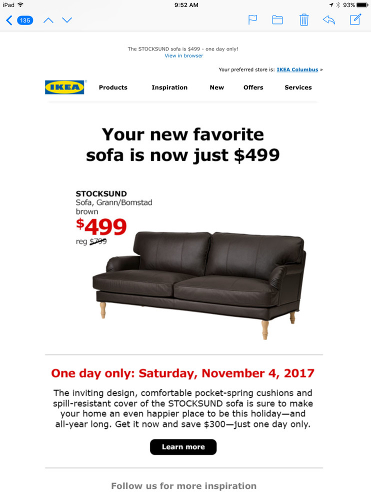 Ikea Stocksund sofa on sale