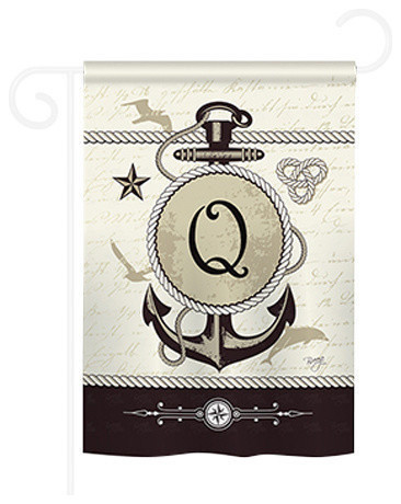 Nautical Q Monogram 2-Sided Impression Garden Flag