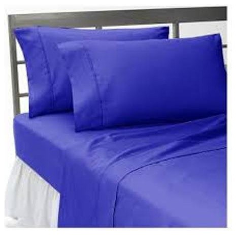 600TC Solid Egyptian Blue Full Fitted Sheet and 2 Pillowcases