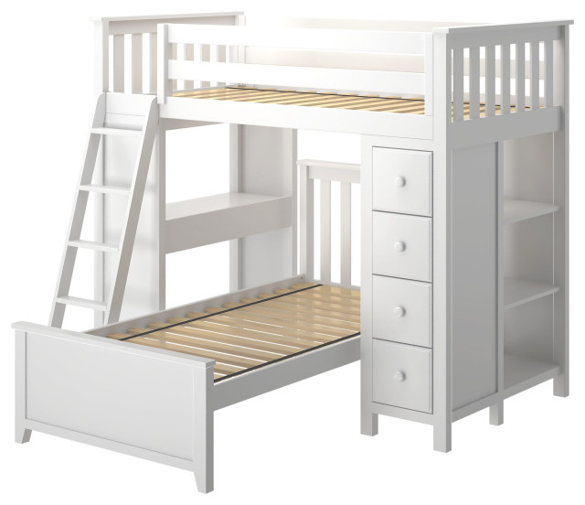 Bunk Bed 4 Drawer Dresser Bookcase Desk, Full Over L Shaped Bunk Bed With Desk And Drawers