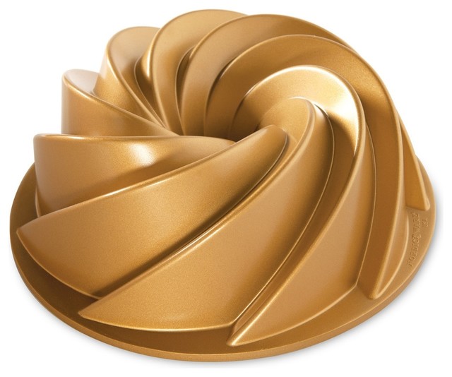 Nordic Ware Gold Aluminum 10 Cup Heritage Bundt Pan Contemporary