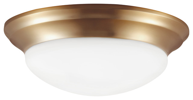 Nash Satin Bronze Small LED Ceiling Flush Mount with Satin Etched Glass