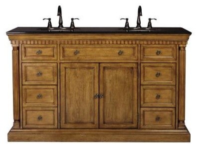Home Decorators Collection Bradford 60 in. Double Bathroom Vanity in Brown with