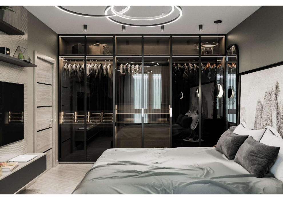 квартира в современном стиле в темных оттенках