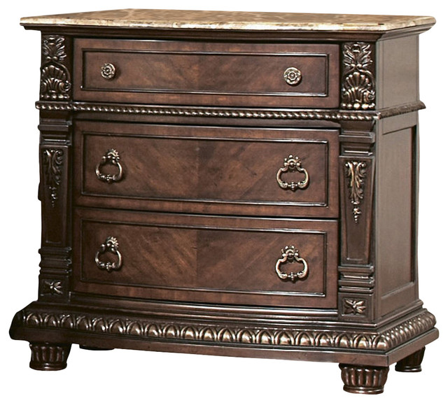 Homelegance Palace 34 Nightstand With Marble Top Brown Cherry Nightstands And Bedside Tables By Homelegancela Inc