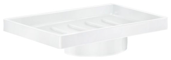 Xtra Porcelain Container Soap Dish, White Porcelain