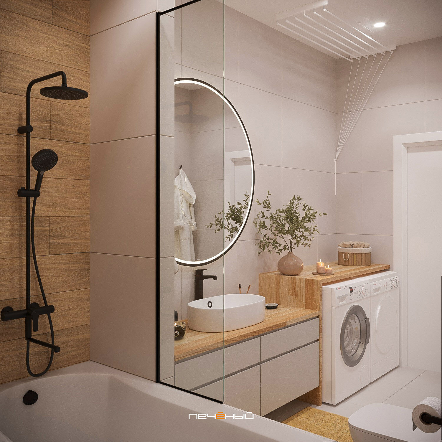 2025 Дизайн 1-комнатной квартиры 55 м² в современном стиле, Москва, ЖК Лица