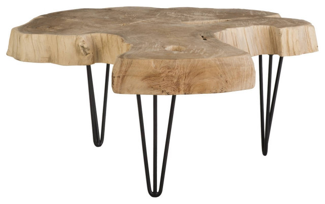 39 R Coffee Table Thick Solid Wood, Round Coffee Table Metal Base Wood Top