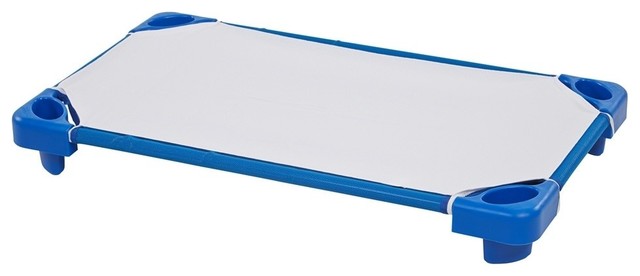 Toddler Size ECR4Kids Stackable Ready To Assemble Kiddie Cot 6-Pack Blue