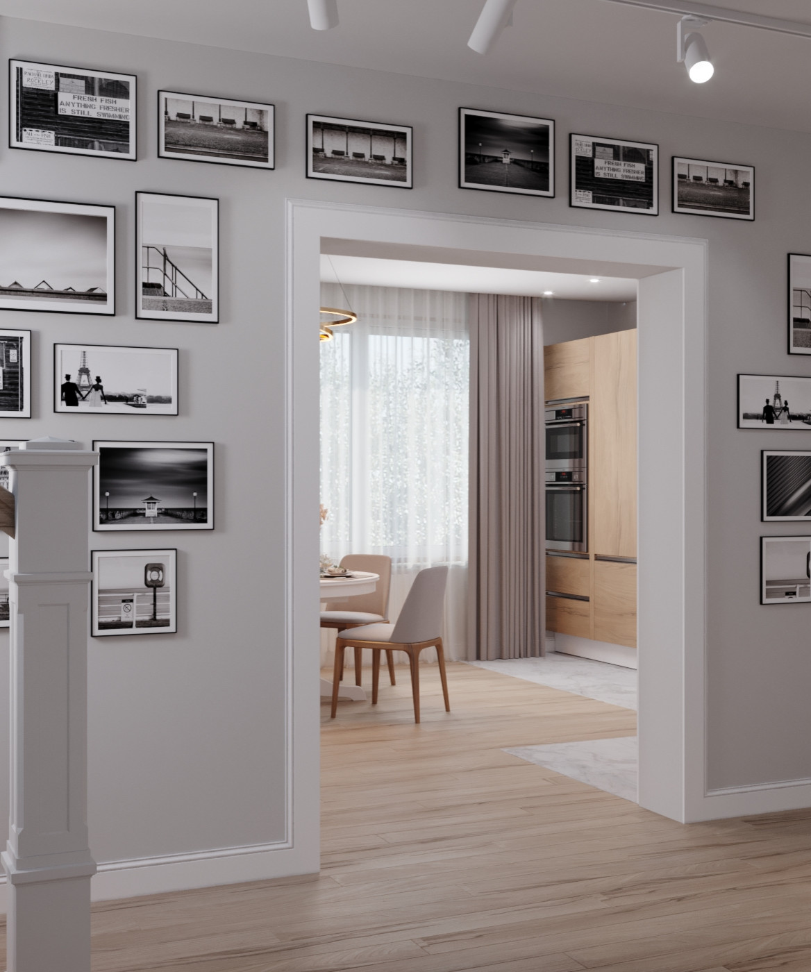 Интерьер в скандинавском стиле 152 м^2. г.Казань