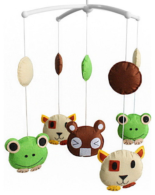 Baby Crib Rotatable Musical Mobile Cartoon Animal Friends Bed Bell Contemporary Baby Mobiles By Blancho Bedding