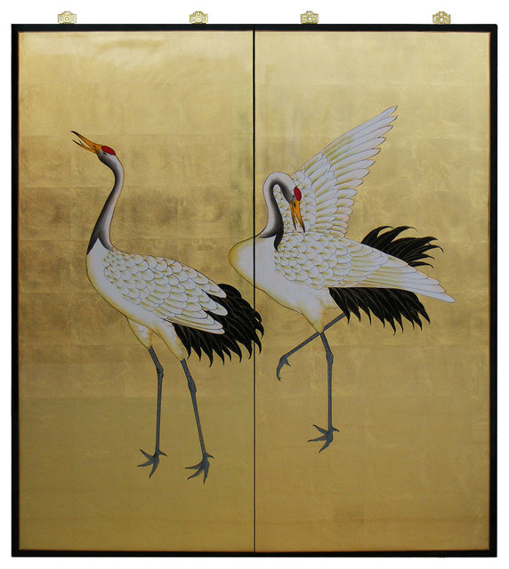 Gold Leaf Hand-Painted Cranes - Asian - Home Decor - by China Furniture ...