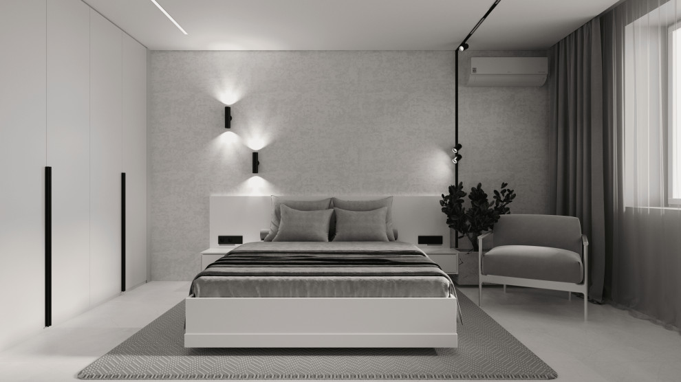 Монохромный минимализм в дизайне квартиры 100 кв. м. для семейной пары