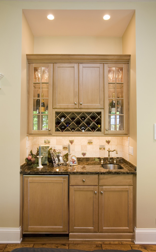 Design ideas for a traditional kitchen in Chicago with recessed-panel cabinets.