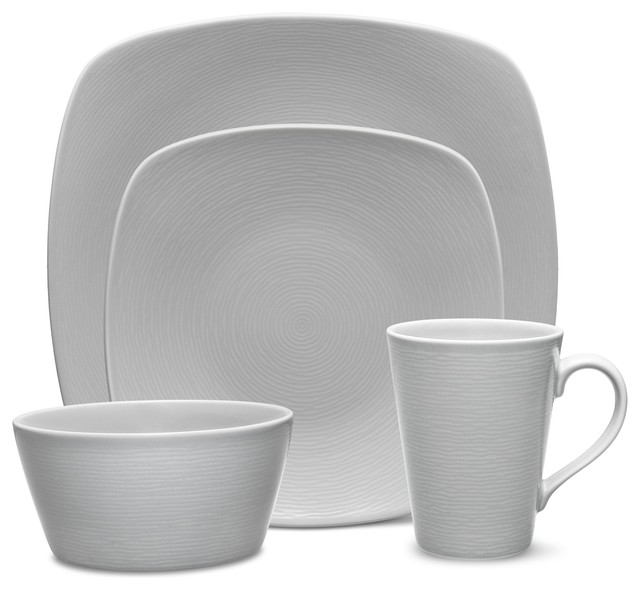 Noritake GoG Swirl Square 48 Piece Dinnerware Set, Service for 12