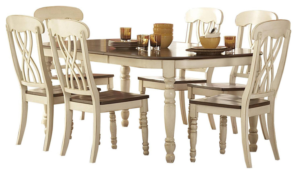 Homelegance Ohana 7-Piece Dining Table Set, Cherry and Antique White