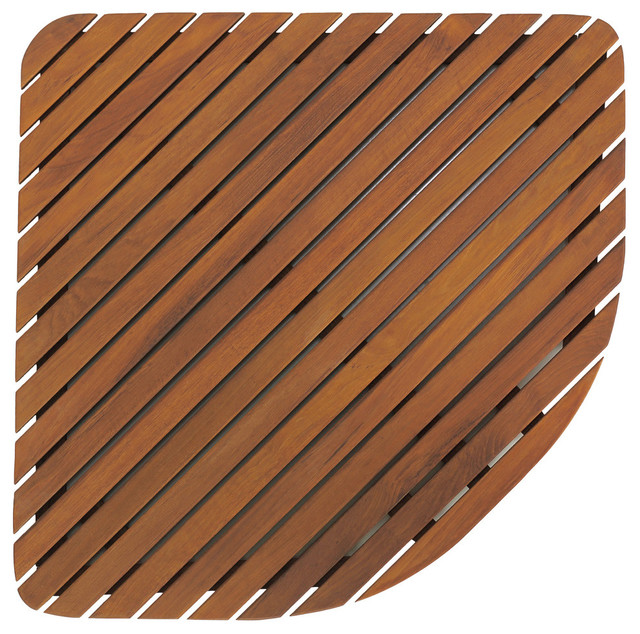 Dania Corner Shower Mat Solid Teak Wood Transitional Bathroom