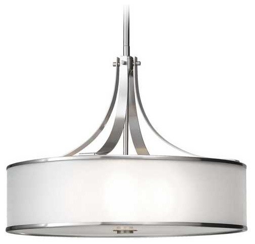 Drum Pendant Light with Silver Shade in Brushed Steel Finish