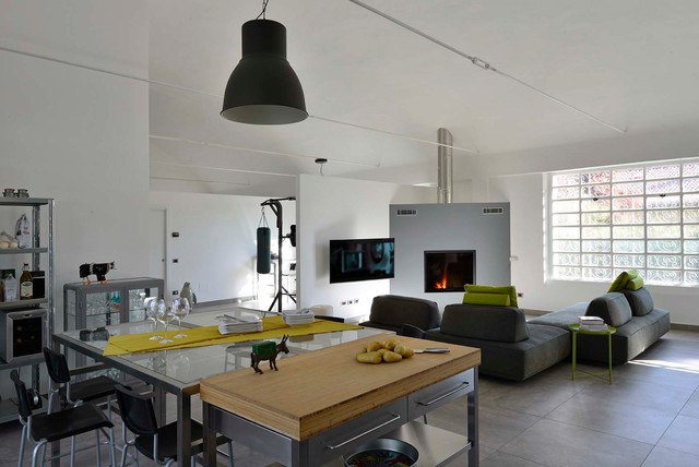 Loft contemporary-vardagsrum
