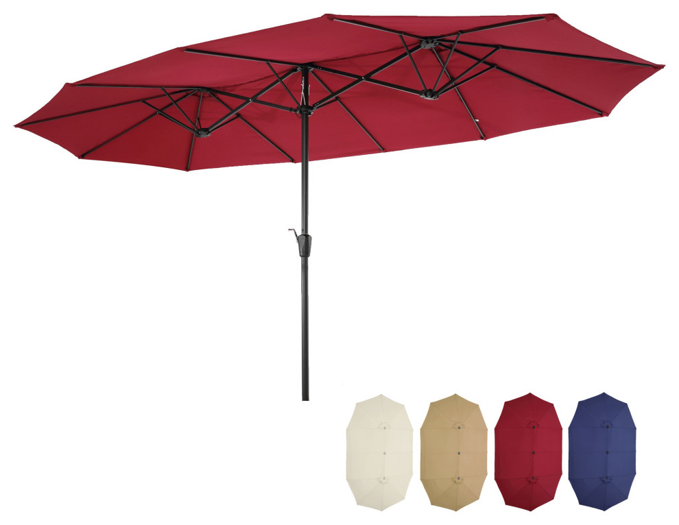15'x9' Steel DoubleSided Rectangular Outdoor Market Patio Umbrella