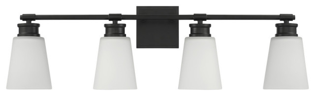 4-Light Bathroom Vanity Light, Matte Black - Contemporary - Bathroom ...