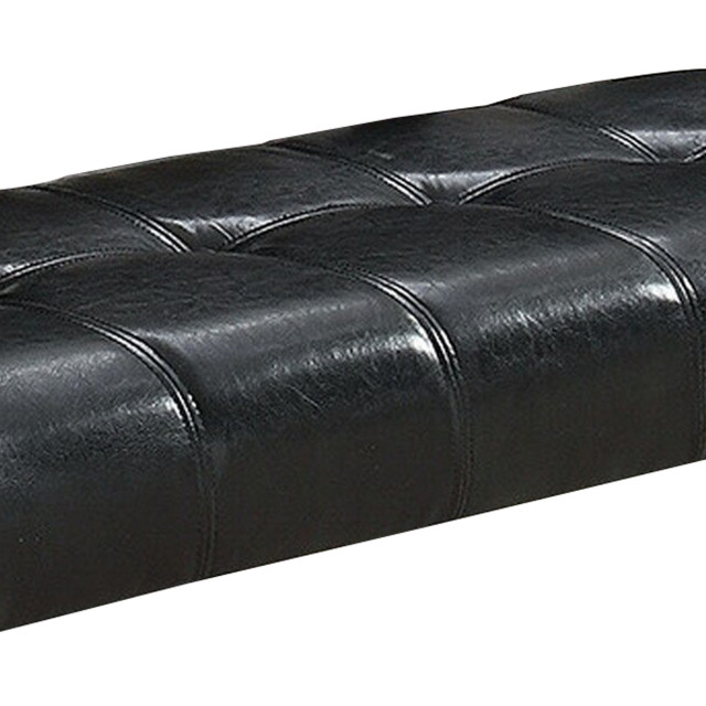 Benzara BM232883 Dining Bench, Faux Leather Upholstery and Chamfered ...