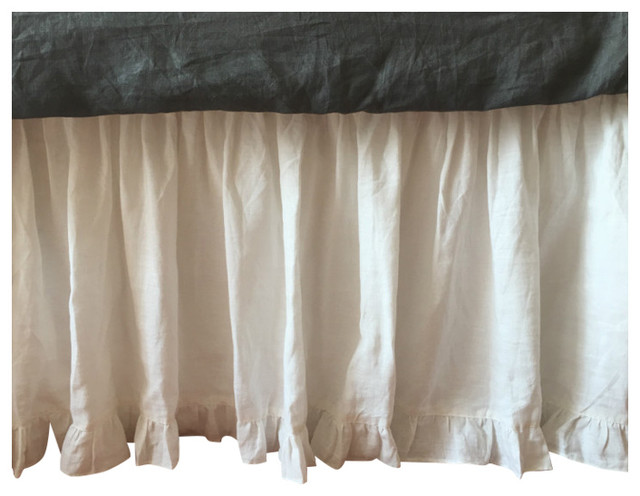 White Linen Bedskirt With Ruffle Hem Traditional Bedskirts By White Linen Bedskirt With Ruffle Hem Traditional Bedskirts By Superiorlinenshandmade