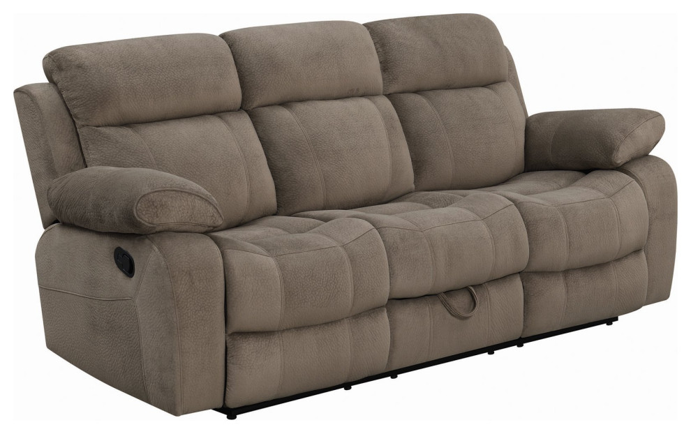 Comfortable Recliner Sofa, Plush Scooped Seat With Overstuffed Cushions, Mocha Modern Sofas