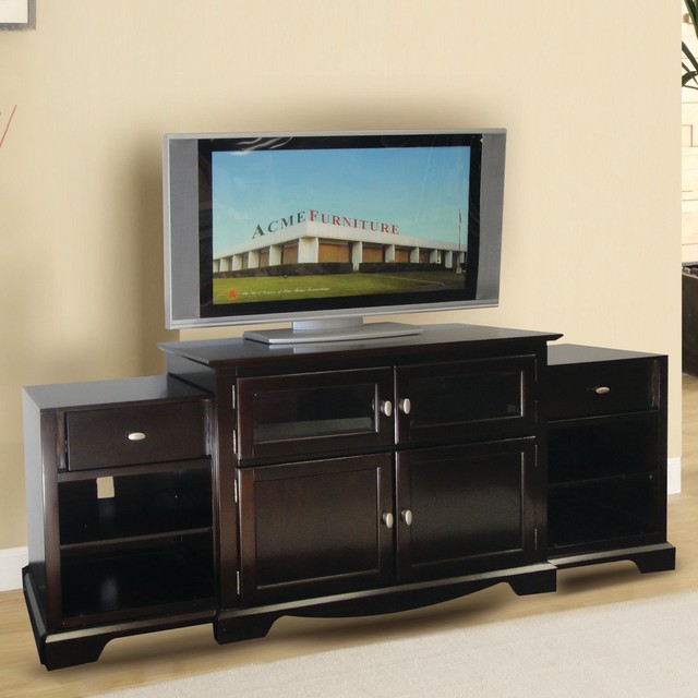 Lamesha TV Stand with Build In Side Cabinets in Espresso