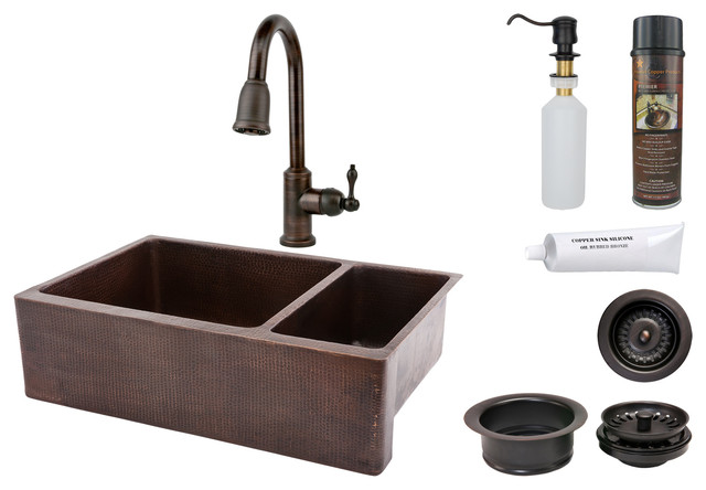 Premier Copper Products KSP2_KA75DB33229 Kitchen Sink, Faucet and Accessories