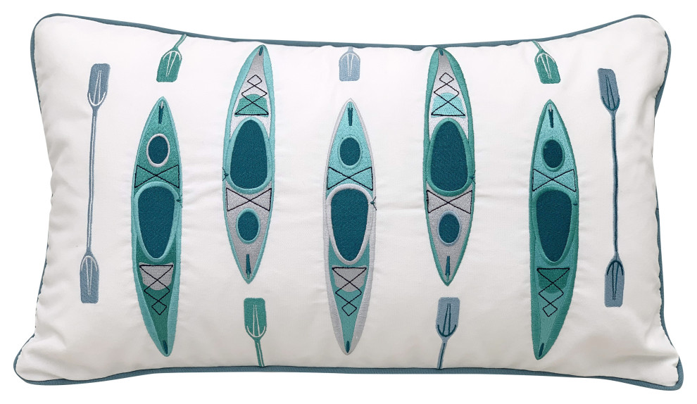 Kayak Pattern Indoor Outdoor Pillow Beach Style Outdoor Cushions