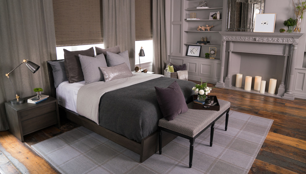 Example of a transitional bedroom design in Austin
