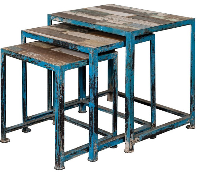Coast To Coast Imports Reclaimed Wood Set of Three Nesting Tables
