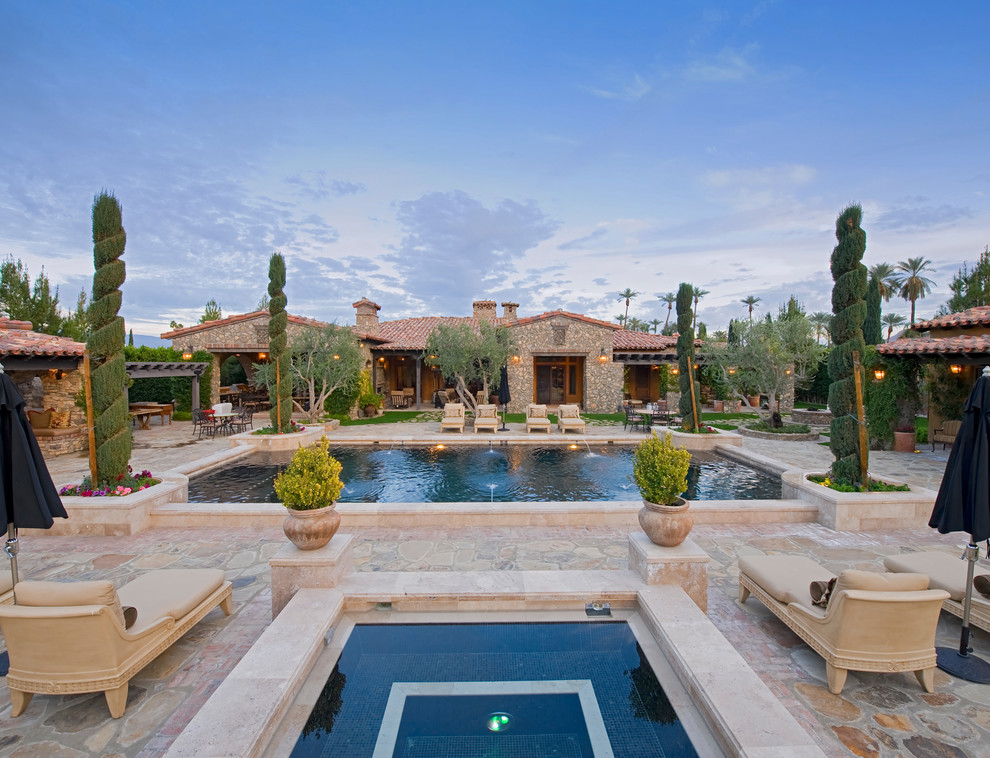 This is an example of a mediterranean pool in Orange County.
