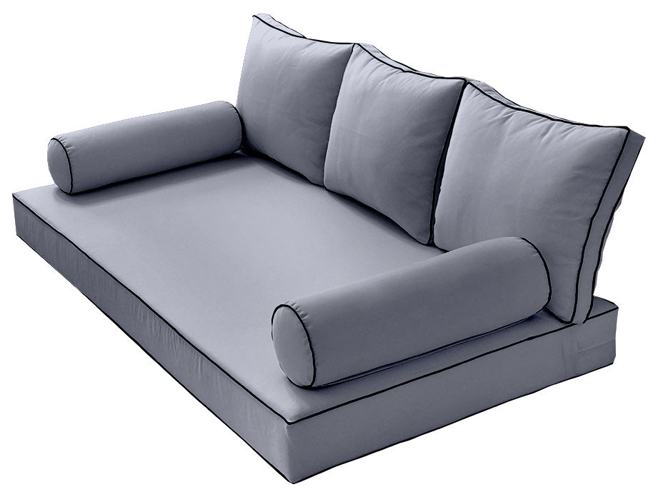 S3 Crib Size 6PC ContrastPipe Daybed Mattress Cushion Bolster Complete