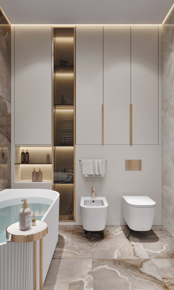 Санузел с пристенной ванной