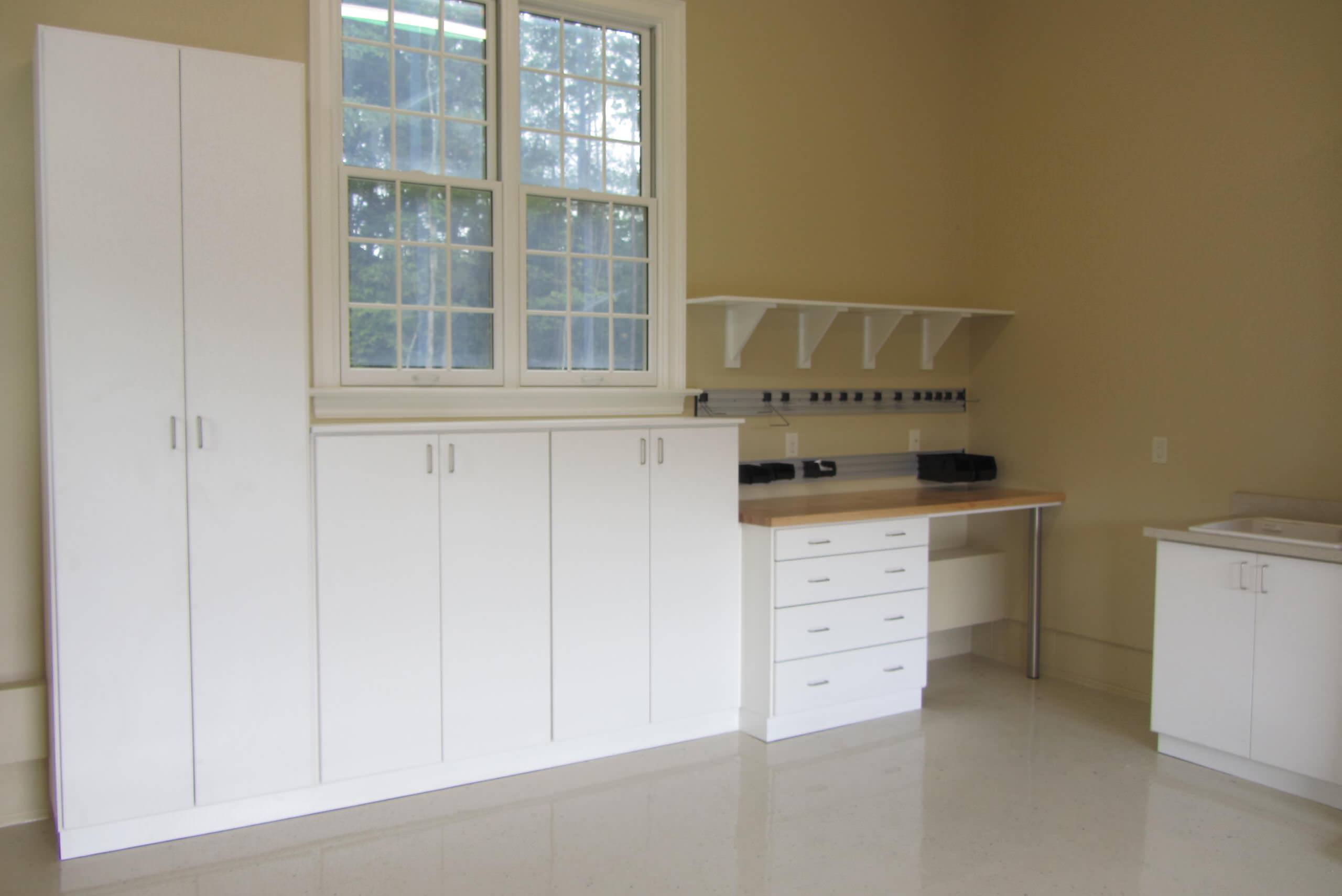 Garage with Butcherblock Countertop