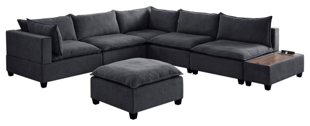 Madison Down Feather Sectional Sofa Ottoman And Usb Storage Console Table Transitional Sectional Sofas By Lilola Home
